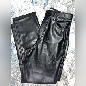 Abercrombie & Fitch; Black Leather Pants, High Waisted; Size 10